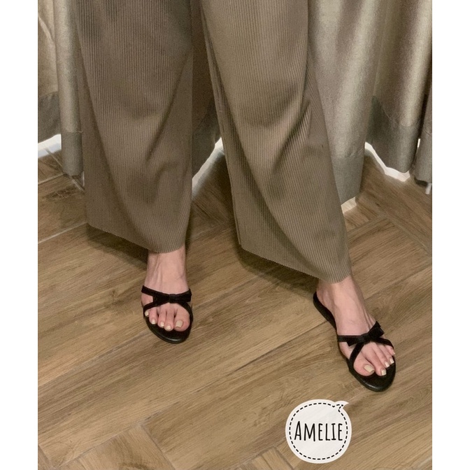 Dép lê nữ quai nhung nơ mảnh