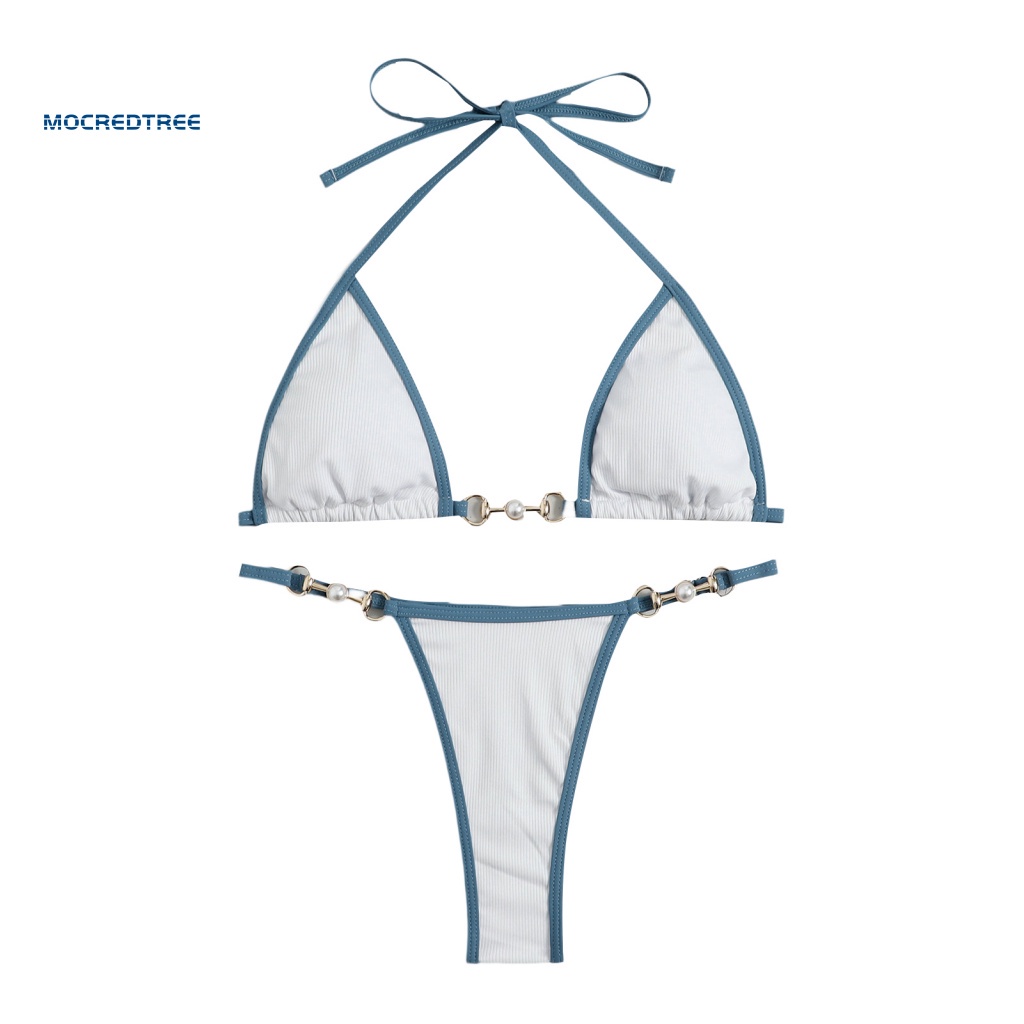 Bộ Bikini 2 Mảnh Hở Lưng Màu Sắc Tương Phản Cho Nữ