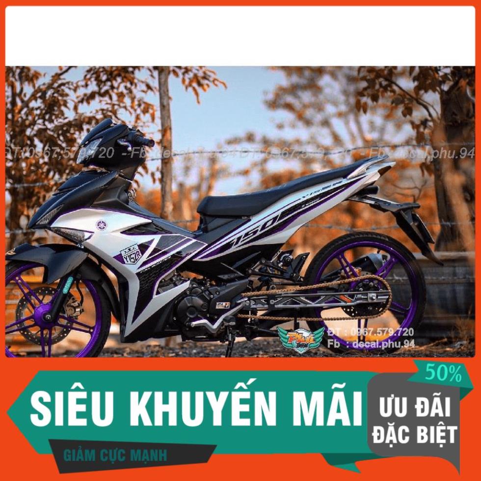 [FREE SHIP] Tem Rời Dán Xe Exciter 150 Y15zr bạc đen tím