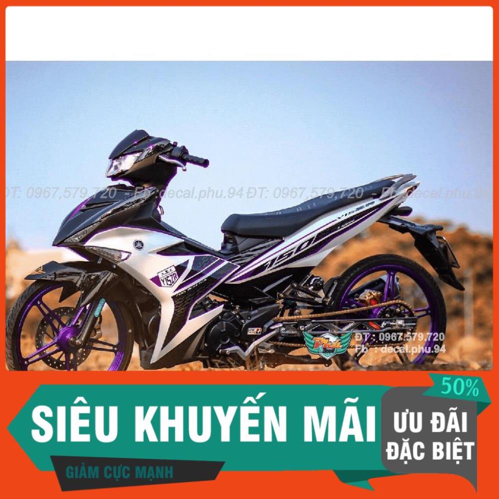 [FREE SHIP] Tem Rời Dán Xe Exciter 150 Y15zr bạc đen tím