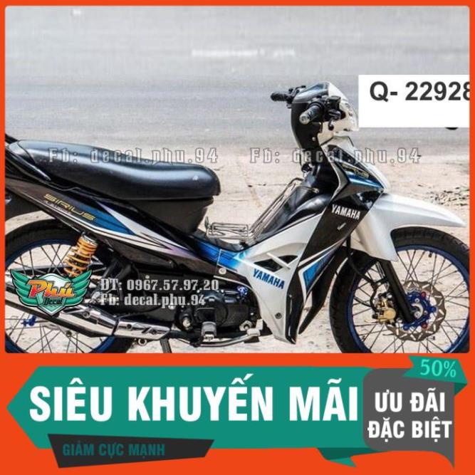 [FREE SHIP] Tem Rời Dán Xe Sirius đen yếm trắng