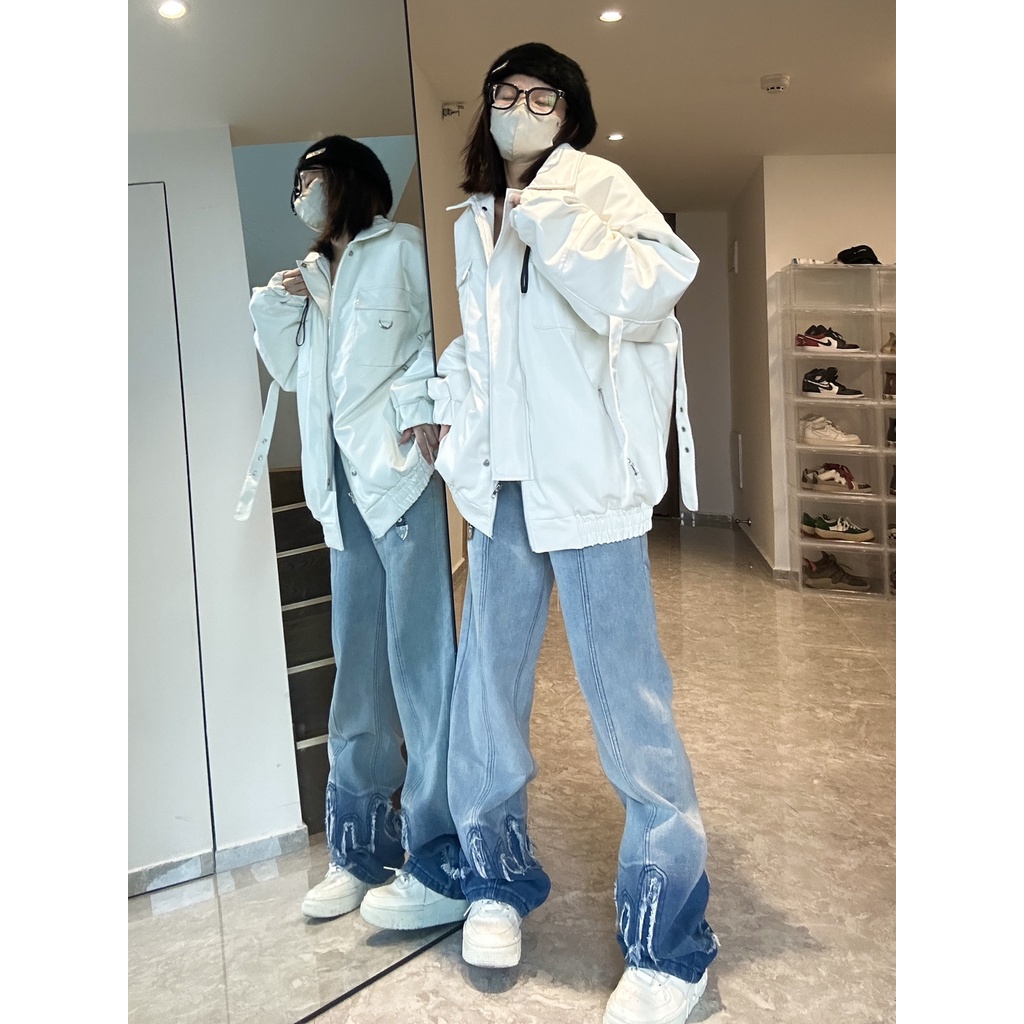 Quần Jean Màu Gradient Phong Cách Đường Phố Mỹ Cá Tính