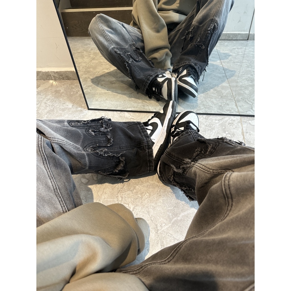 Quần Jean Màu Gradient Phong Cách Đường Phố Mỹ Cá Tính