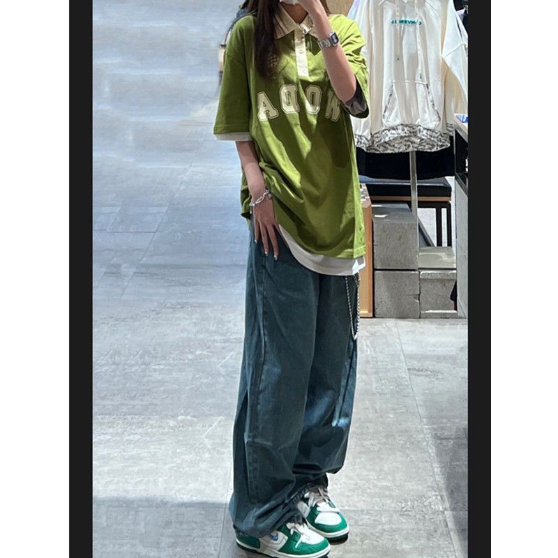 Quần Jeans Nữ Lưng Cao Ống Rộng Phong Cách Retro Mới