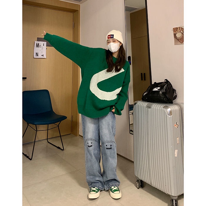 Jiashucheng Quần Jean Dài Dáng Rộng Ống Suông Cỡ Lớn Phong Cách Hàn Quốc Thời Trang Mùa Xuân Mới Cho Nữ