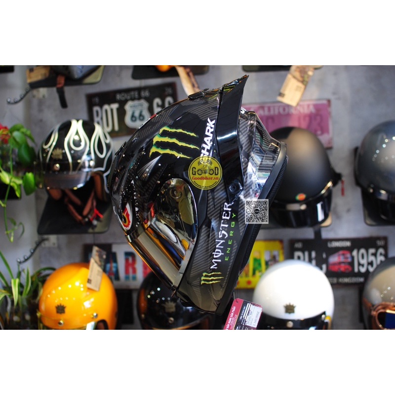 Mũ fullface 2 kính Roc 08 tem monster mắt rồng + đuôi gió pista