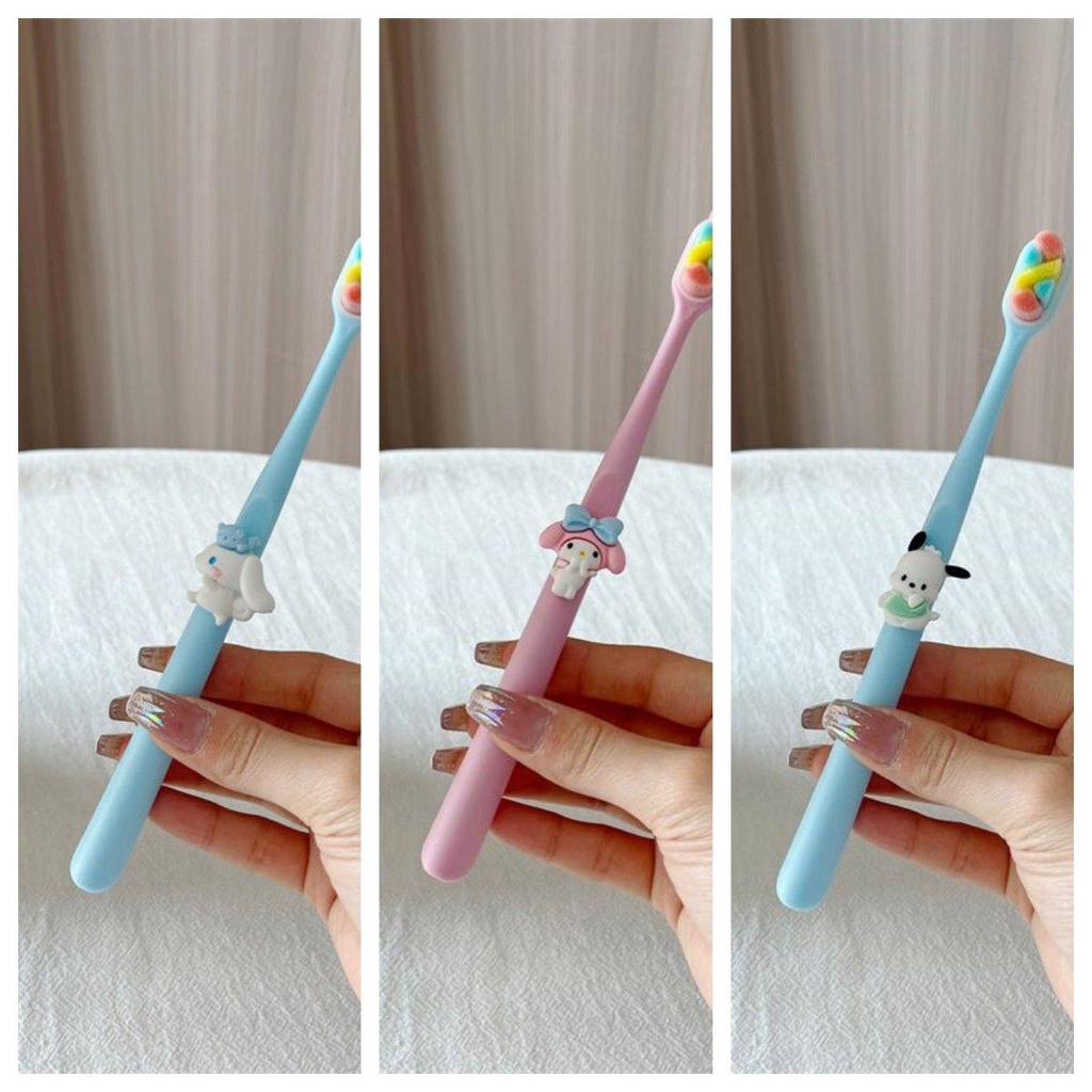Bàn chải đánh răng sanrio bàn chải đánh răng tóc mềm cặp đôi trang phục nữ tính trái tim học sinh trẻ em nhà phim hoạt hình con chó quế dễ thương super s