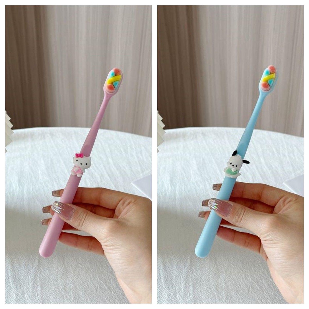 Bàn chải đánh răng sanrio bàn chải đánh răng tóc mềm cặp đôi trang phục nữ tính trái tim học sinh trẻ em nhà phim hoạt hình con chó quế dễ thương super s