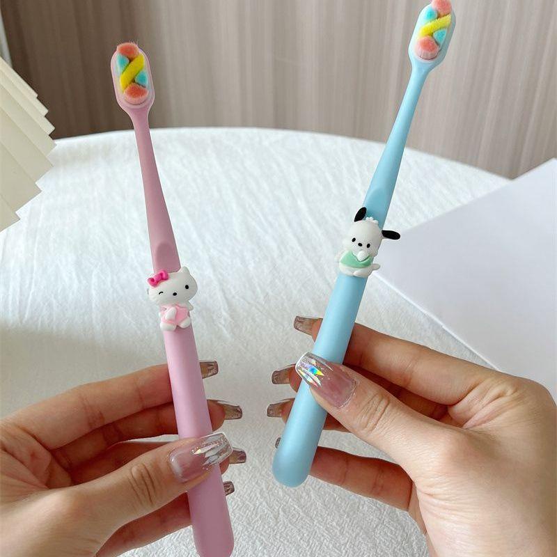 Bàn chải đánh răng sanrio bàn chải đánh răng tóc mềm cặp đôi trang phục nữ tính trái tim học sinh trẻ em nhà phim hoạt hình con chó quế dễ thương super s
