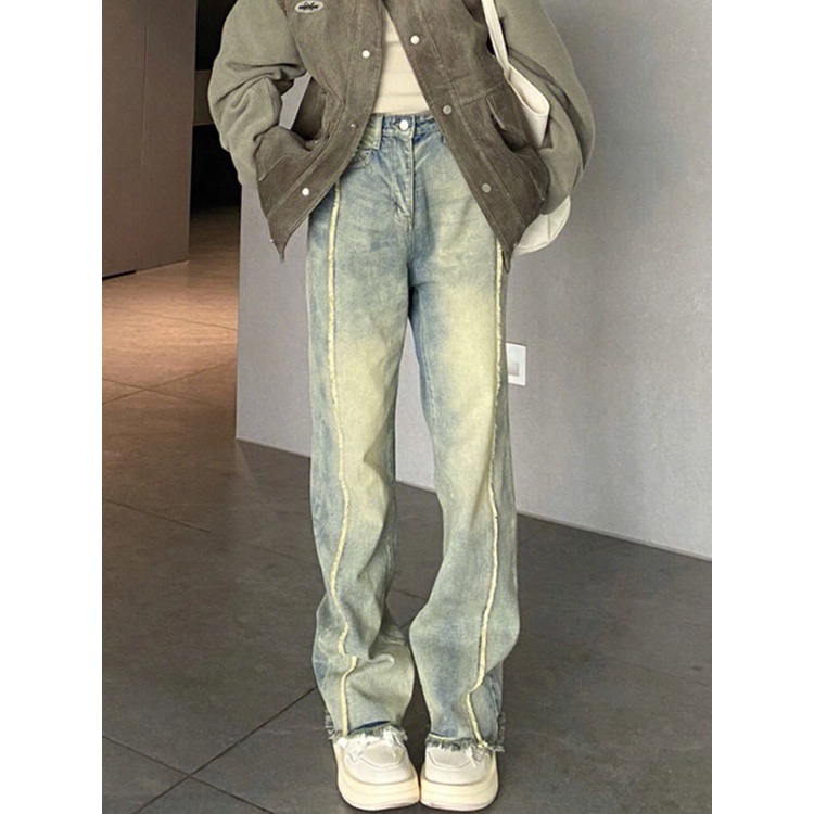 Quần Jean Nữ Lưng Cao Dáng Rộng Phong Cách Retro Cá Tính
