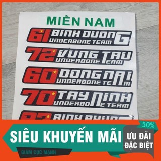 1 tem Underbone Team 64 tỉnh thành (ghi chú tên tỉnh giúp shop, mặc định shop gửi Sài Gòn ạ)