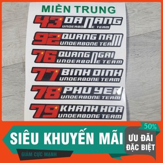 1 tem Underbone Team 64 tỉnh thành (ghi chú tên tỉnh giúp shop, mặc định shop gửi Sài Gòn ạ)