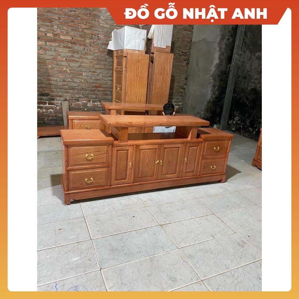 Kệ tivi gỗ sồi màu lau hương vàng sẵn nhiều kích thước kê phòng khách phòng ngủ, Đồ gỗ NHẬT ANH gia đình cao cấp