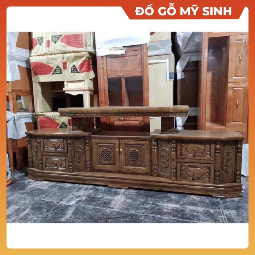 Kệ tivi gỗ sồi sơn màu óc chó sẵn nhiều kích thước kê phòng khách phòng ngủ, Đồ gỗ th gia đình cao cấp