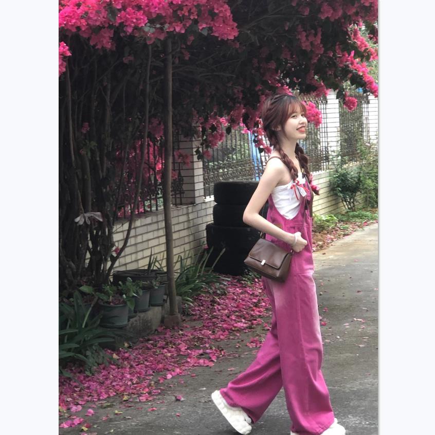 Quần Yếm Denim Lưng Cao Ống Rộng Thời Trang Xuân Hè Phong Cách Mỹ Mới Cho Nữ