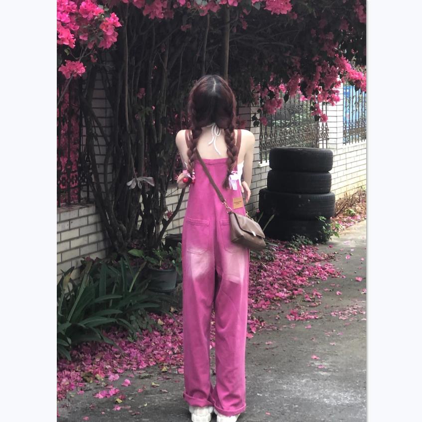 Quần Yếm Denim Lưng Cao Ống Rộng Thời Trang Xuân Hè Phong Cách Mỹ Mới Cho Nữ