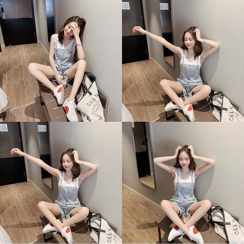 Quần Yếm Denim Ngắn Dáng Rộng Phong Cách Hàn Quốc Thời Trang Mùa Hè Mới Cho Nữ