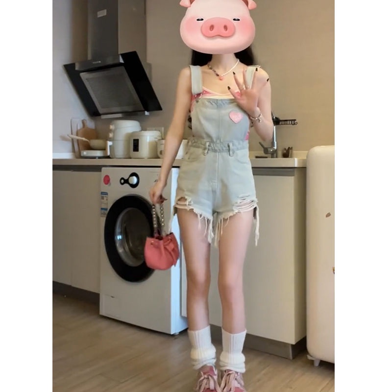 Quần Yếm Denim Ngắn Dáng Rộng Thiết Kế Nhỏ Nhắn Phong Cách Mới Mùa Hè Dành Cho Nữ