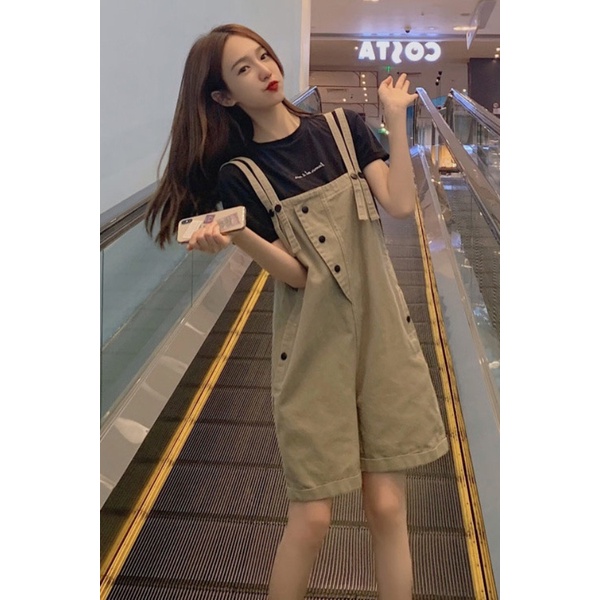 Quần Yếm Denim Ngắn Lưng Cao Thiết Kế Mới Thời Trang Mùa Hè Dành Cho Nữ
