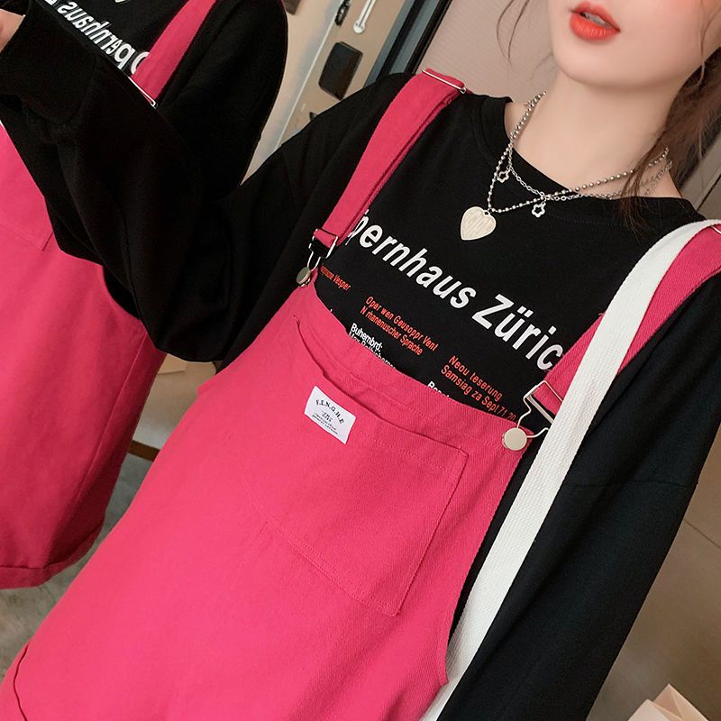 Quần Yếm Denim Ngắn Ống Rộng Phong Cách Hàn Quốc Thời Trang Mùa Hè Mới Cho Nữ