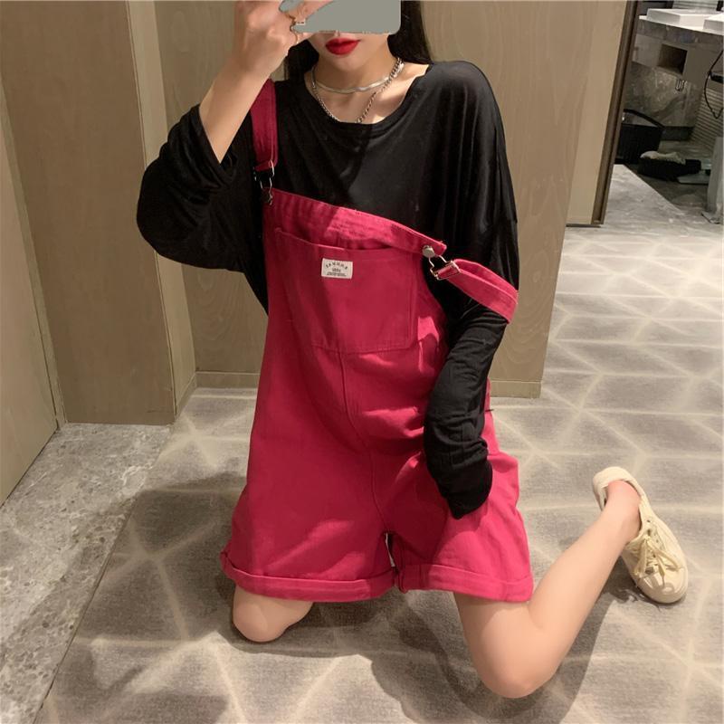 Quần Yếm Denim Ngắn Ống Rộng Phong Cách Hàn Quốc Thời Trang Mùa Hè Mới Cho Nữ