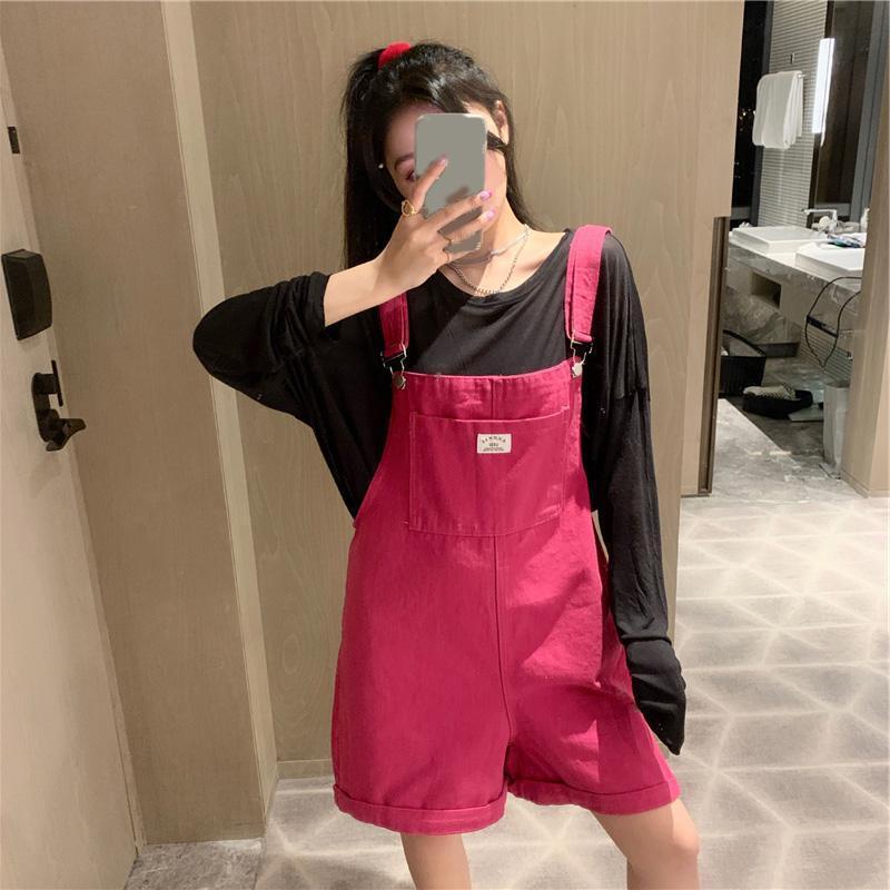 Quần Yếm Denim Ngắn Ống Rộng Phong Cách Hàn Quốc Thời Trang Mùa Hè Mới Cho Nữ