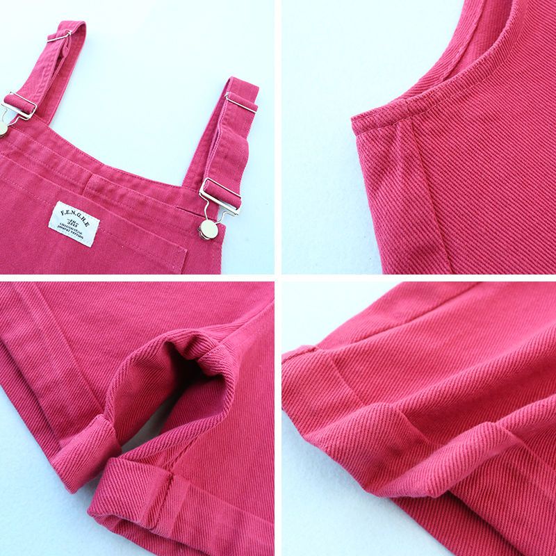 Quần Yếm Denim Ngắn Ống Rộng Phong Cách Hàn Quốc Thời Trang Mùa Hè Mới Cho Nữ