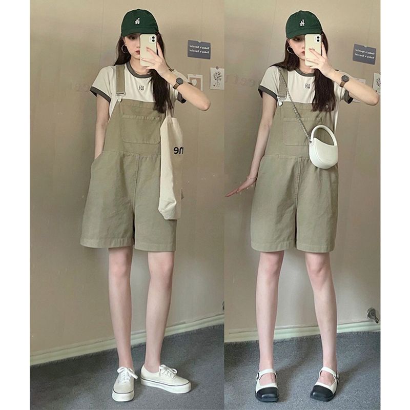 Quần Yếm Denim Ngắn Eo Cao Thời Trang Mùa Hè Thiết Kế Mới Dành Cho Nữ