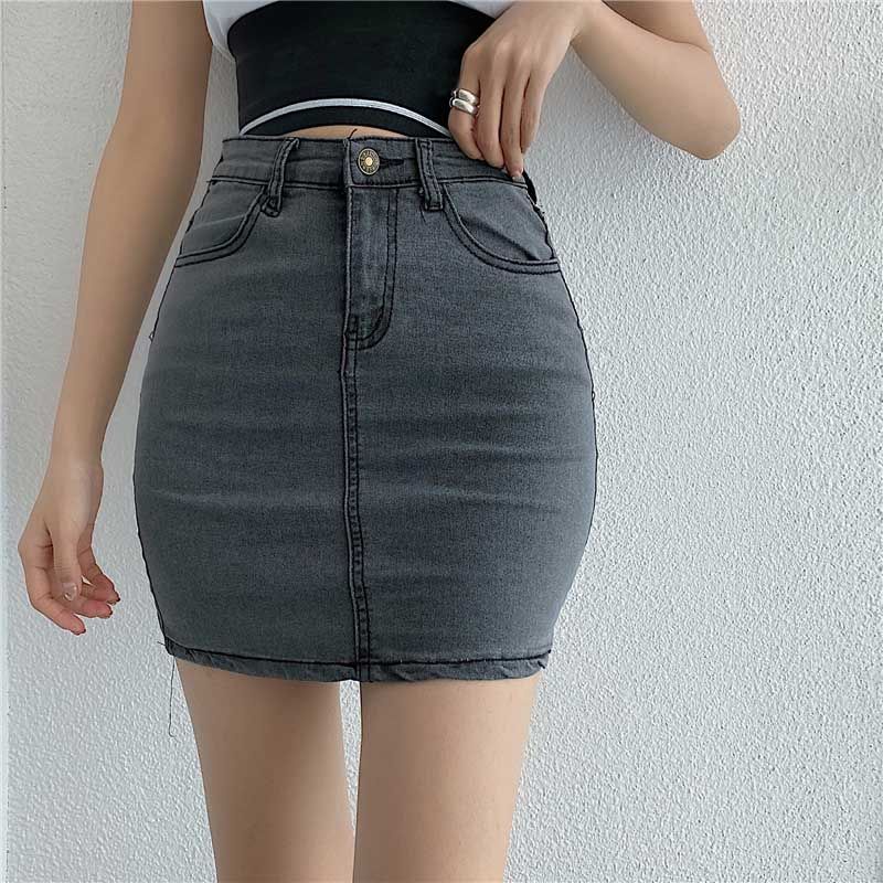 Jiashucheng Chân Váy Denim Dài Lưng Cao Co Giãn Dáng Ôm Thời Trang Mùa Hè Dành Cho Nữ