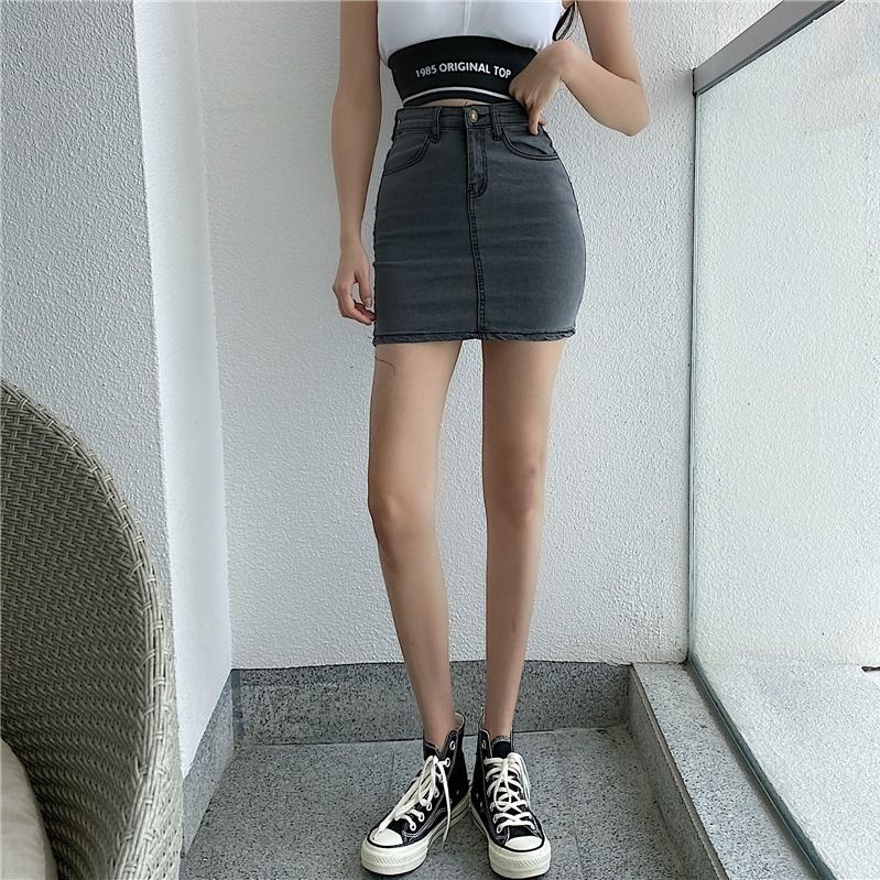 Jiashucheng Chân Váy Denim Dài Lưng Cao Co Giãn Dáng Ôm Thời Trang Mùa Hè Dành Cho Nữ