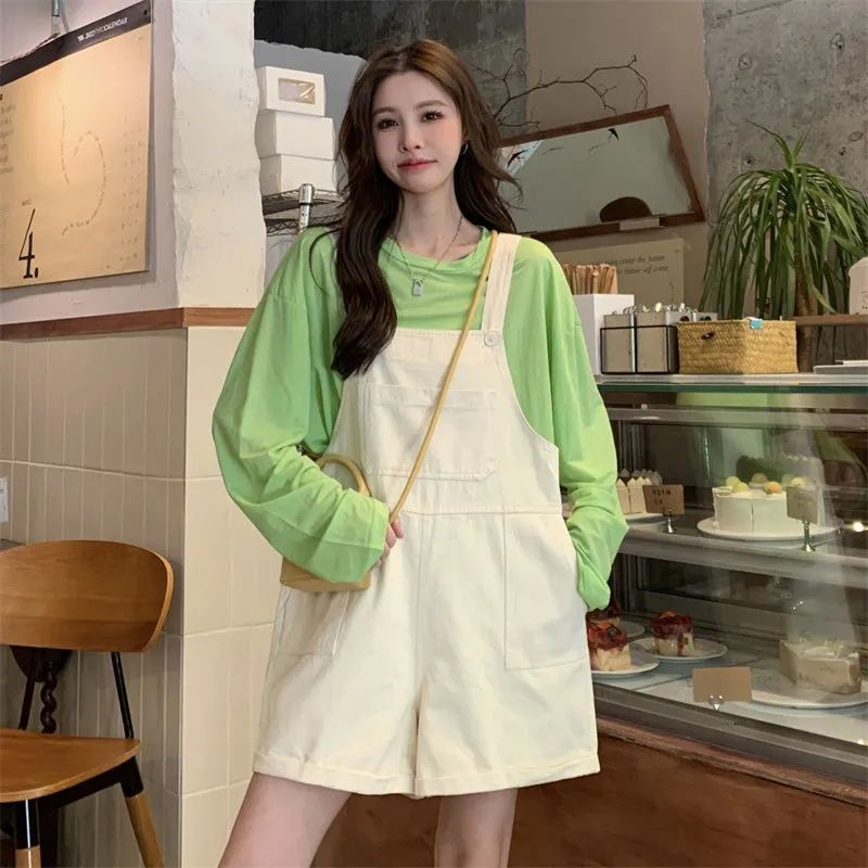 Quần Short Yếm Màu Hồng Dáng Rộng Phong Cách Hàn Quốc Thời Trang Mùa Hè Cho Nữ