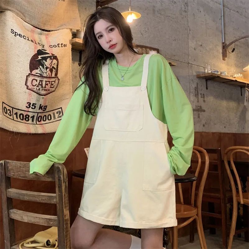 Quần Short Yếm Màu Hồng Dáng Rộng Phong Cách Hàn Quốc Thời Trang Mùa Hè Cho Nữ