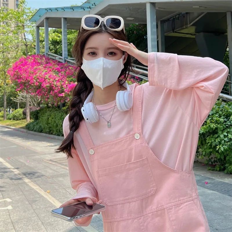 Quần Short Yếm Màu Hồng Dáng Rộng Phong Cách Hàn Quốc Thời Trang Mùa Hè Cho Nữ