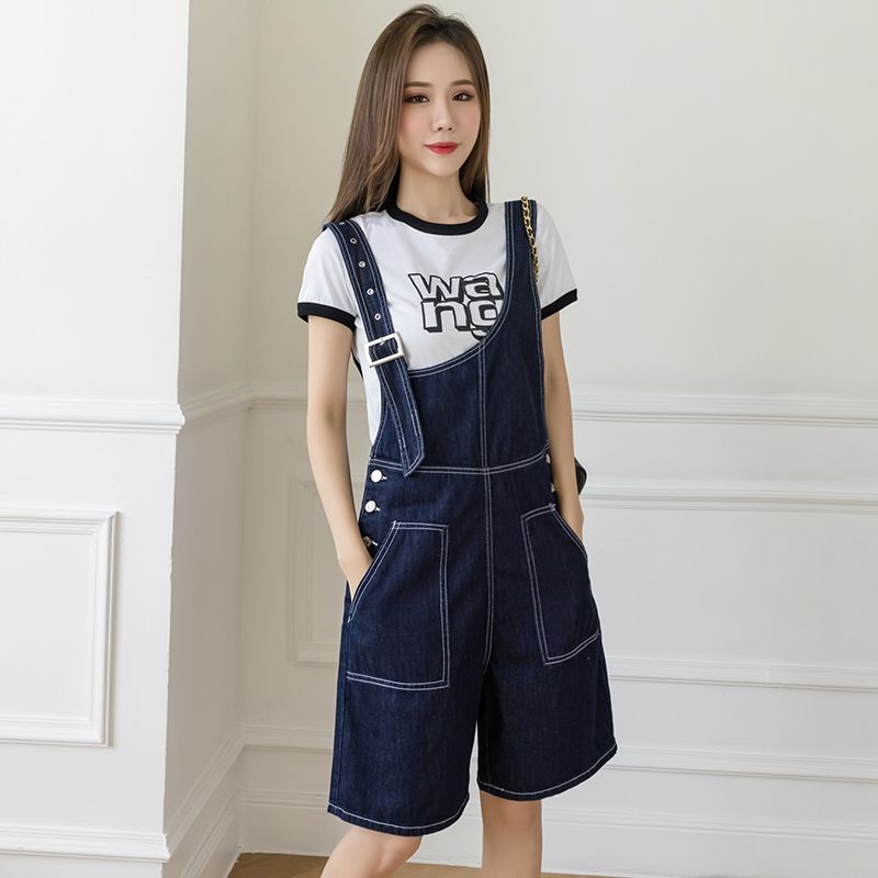 Quần Yếm Denim Ngắn Một Bên Vai Phong Cách Hàn Quốc Thời Trang Mùa Hè Mới Dành Cho Nữ