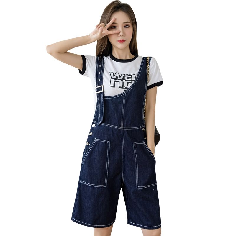 Quần Yếm Denim Ngắn Một Bên Vai Phong Cách Hàn Quốc Thời Trang Mùa Hè Mới Dành Cho Nữ