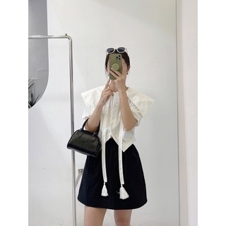 Áo sơ mi trắng cổ bẻ eo chun SM17