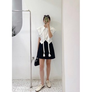 Áo sơ mi trắng cổ bẻ eo chun SM17