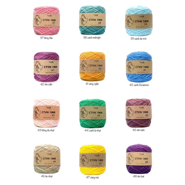 Sợi CTVN 1mm 100gram màu 50-79