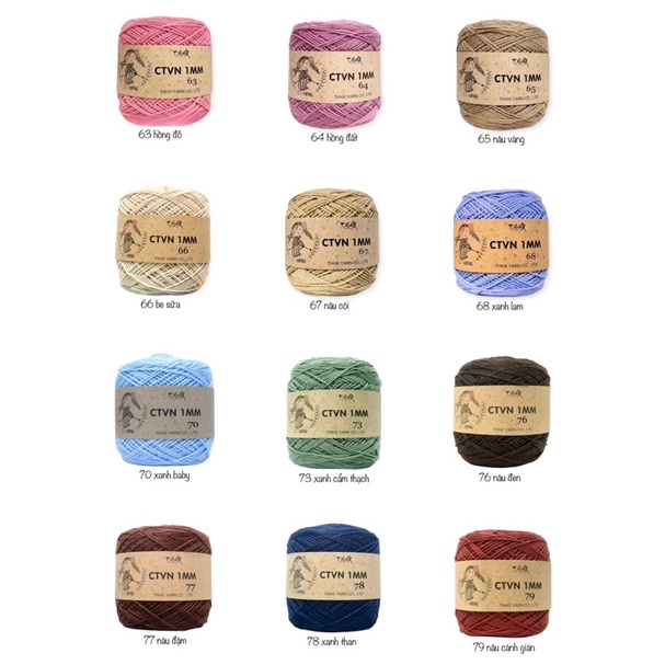 Sợi CTVN 1mm 100gram màu 50-79