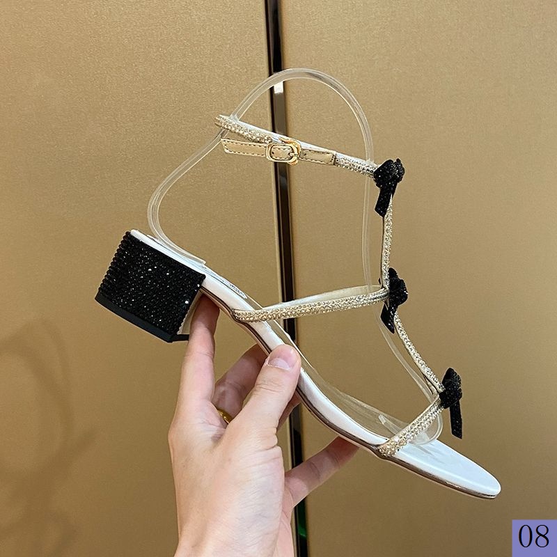 Giày Sandal Hai Cách Mang Đính Đá Kim Cương Toàn Diện Phong Cách Pháp Thời Trang 2023 Mới Cho Nữ