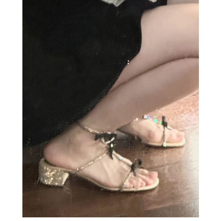 Giày Sandal Hai Cách Mang Đính Đá Kim Cương Toàn Diện Phong Cách Pháp Thời Trang 2023 Mới Cho Nữ