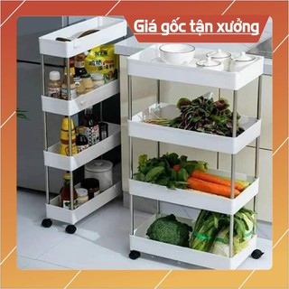Kệ để đồ 4 tầng có bánh xe, kệ đẩy 4 tầng - shop lemarsx