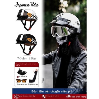 Nhật bản retro harley đầu máy xe lửa nửa nam nữ xe máy mùa hè muỗng mũ bảo hiểm bàn đạp xe điện mũ bảo hiểm