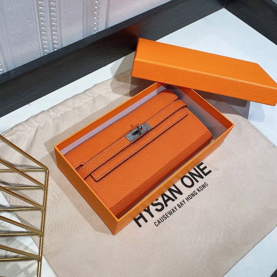 Hermes Ví Da Thật Dáng Dài Họa Tiết Bàn Tay Thời Trang Cho Nữ