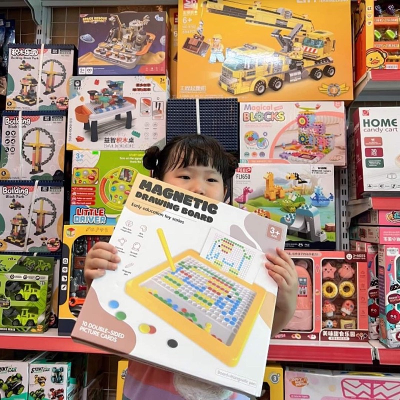 Bảng vẽ xếp hình nam châm thế hệ mới - đồ chơi giáo dục bảng vẽ bút bi nam châm từ tính cho bé