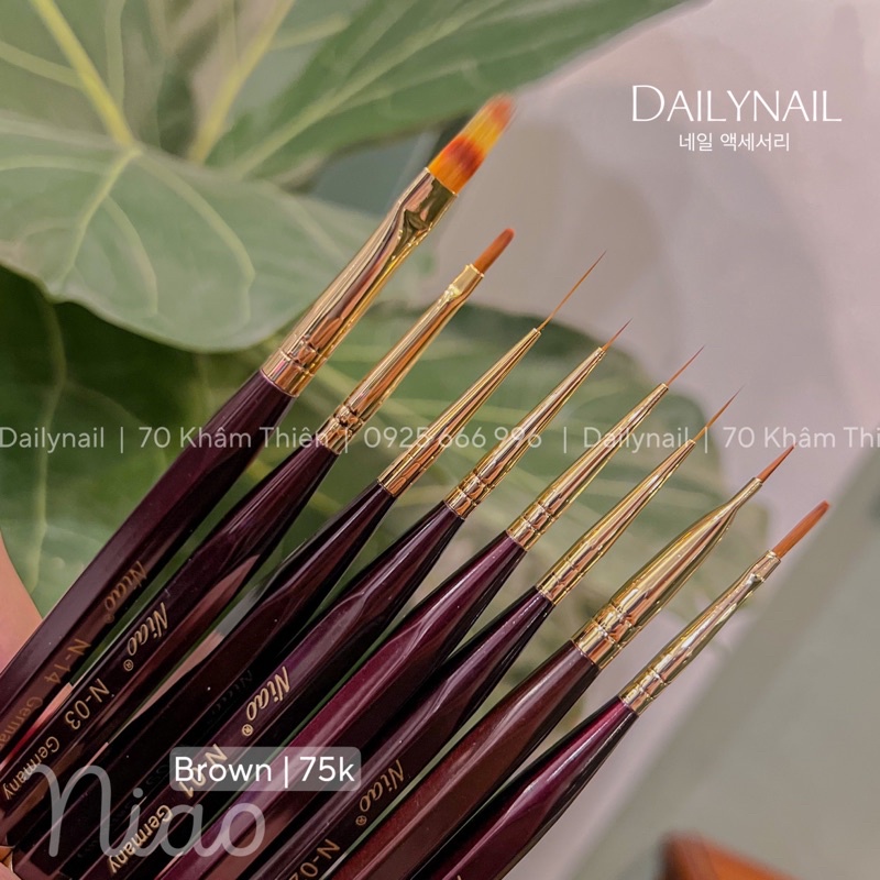 Cọ Niao nâu vẽ móng Gel