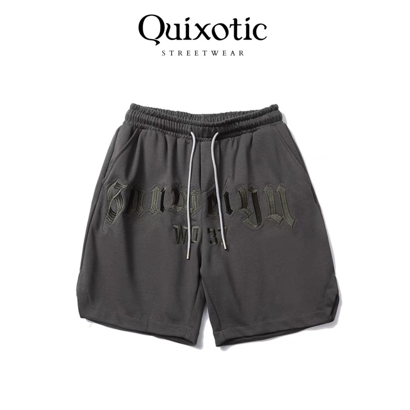 Quần short streetwear Quixotic, quần đùi form rộng lưng chun dây rút