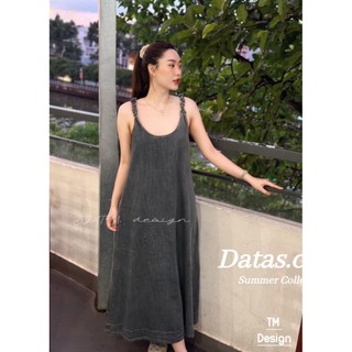 Đầm maxi bò hai dây chun