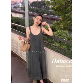 Đầm maxi bò hai dây chun