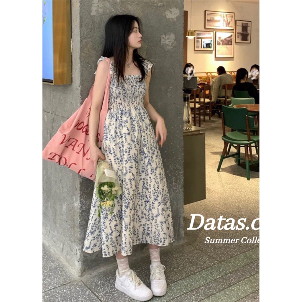 Đầm maxi hoa dáng xoè tay cánh tiên